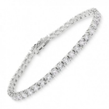 Sterling Silver 3.5mm Brilliant-Cut Clear Round CZ White Tennis Bracelet 6.5"- 7"- 8" - CU186TMZNIO