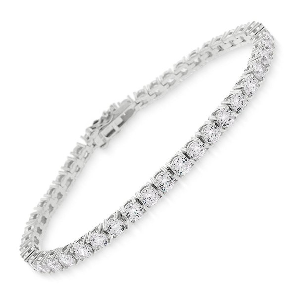 Sterling Silver 3.5mm Brilliant-Cut Clear Round CZ White Tennis Bracelet 6.5"- 7"- 8" - CU186TMZNIO