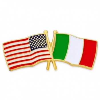 PinMart's USA and Italy Crossed Friendship Flag Enamel Lapel Pin - CG119PEMHY1