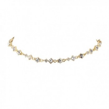 Lux Accessories Goldtone Crystal Rhinestone Delicate Statement Choker Necklace - CL17YREZKCD