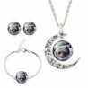 Lovely Mini Cat Hollow New Luna Crystal Time Gem Sterling Silver Jewelry Set for Women Holiday Gift - CL125RU8IDP