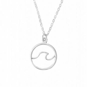 Altitude Boutique Ocean Wave Necklace Surfing Sea Surfer Hawaii Circle Beach Jewelry (Gold- Silver) - Silver - CQ1803IS6QW