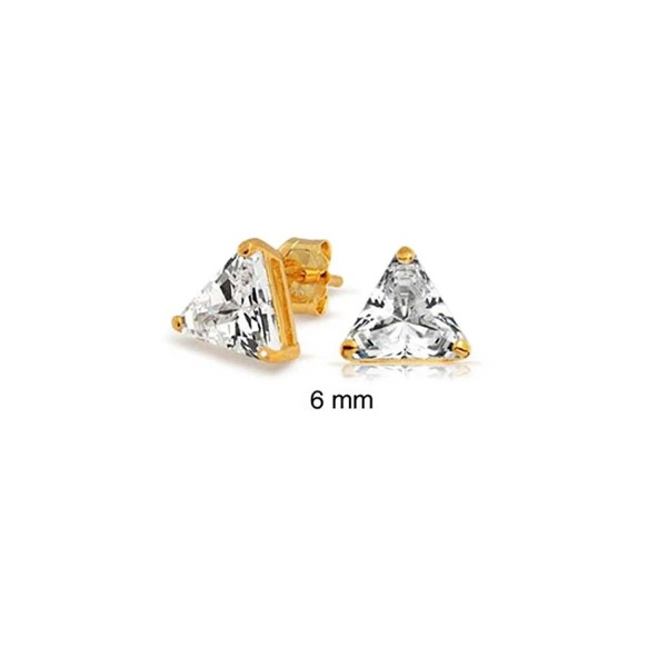 Bling Jewelry Basket Set Trillion Cut CZ Triangle Gold Plated Silver Stud Earrings 6mm - CV114EJGZNB