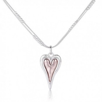 Shevalues Silver Heart Necklace Minimalist Hammered Irregular Heart Pendant Necklace - Rose gold - CI182LDCMHT