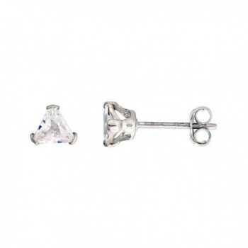 Sterling Silver Cubic Zirconia Triangle Earrings Studs 0.5 carats/pair - CH114W6BNUB