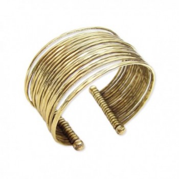 Hammered Bunch Gold Cuff Fashion Bracelet - Brass w/ Gold Plate - 100% Non-allergenic - CO11JLV6YBZ