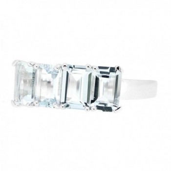 Sterling Silver Emerald Natural Aquamarine in Women's Statement Rings