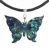Carved Abalone Shell Rainbow Transformation Butterfly .925 Sterling Silver Silk Necklace - CY128KY056N