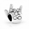 925 Sterling Silver Valentines Forever Love Hand Sign Bead Charm Fit Major Brand Bracelet - C211DM5NZYP