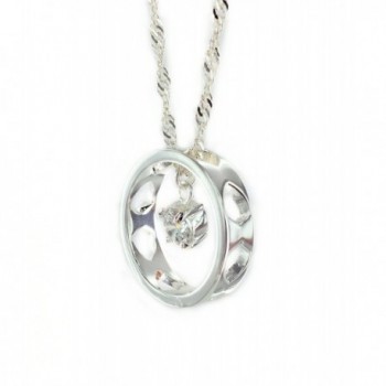 CTR Pendant Necklace - Silver-plated Ring & Cubic Zirconia Gem - Encircled in Righteousness - 17" Chain - C212FOPL29Z