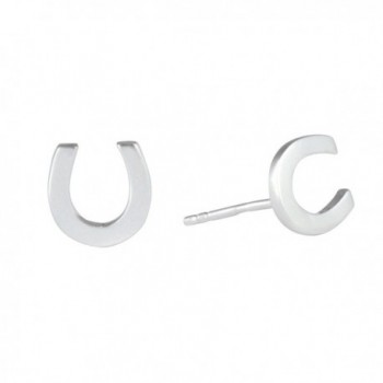 Silverly Women's .925 Sterling Silver Smooth Plain Polished Lucky Horseshoe "U" Studs Earrings - CS128S8BB7D