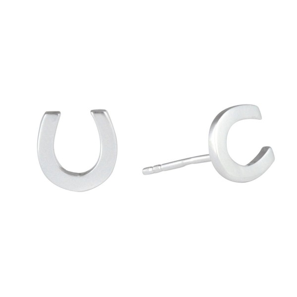 Silverly Women's .925 Sterling Silver Smooth Plain Polished Lucky Horseshoe "U" Studs Earrings - CS128S8BB7D