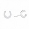 Silverly Women's .925 Sterling Silver Smooth Plain Polished Lucky Horseshoe "U" Studs Earrings - CS128S8BB7D