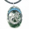 Howling Wolf Moon Amulet Good Luck Powers Moss Agate Gemstone Leather Pendant Necklace - CK11L0W0TSR