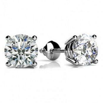 1.00 ct Round Size Cut Cubic Zirconia Stud Earrings in Sterling Silver in Silver Plated With Screw Back - CG12O4X5ZWA