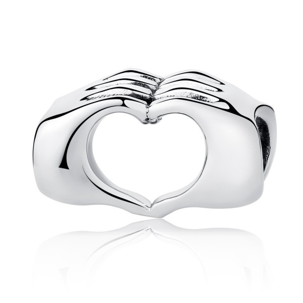 Love Heart Bead Charm Love in Your Hands Charm Bead Fingers with Heart Charms Fit Snake Chain Bracelet - C2188IDO0D6