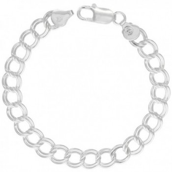 Sterling Silver Double Link Charm bracelet 8 mm medium Large Nickel Free Italy- 5/16 wide sizes 7-8 inch - CR1126WJ215