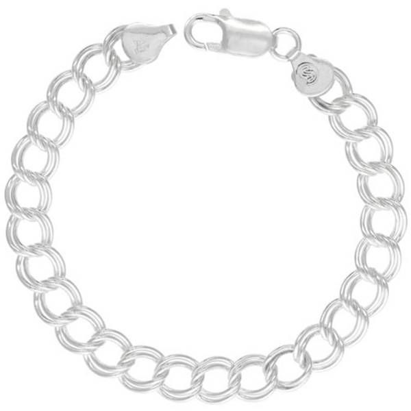 Sterling Silver Double Link Charm bracelet 8 mm medium Large Nickel Free Italy- 5/16 wide sizes 7-8 inch - CR1126WJ215