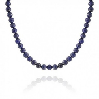 Bling Jewelry Silver Plated Round 10mm Lapis Lazuli Bead Necklace 18 Inch - C711EIKMQGV