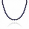 Bling Jewelry Silver Plated Round 10mm Lapis Lazuli Bead Necklace 18 Inch - C711EIKMQGV