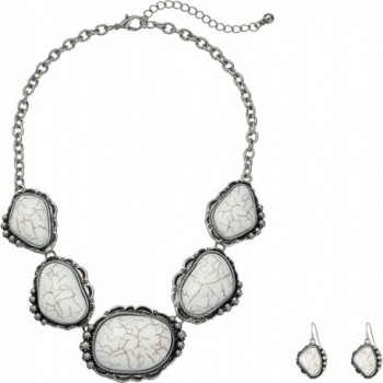 M&F Western Womens Large Stone Necklace/Earrings Set - White - CX12N1C3SWU