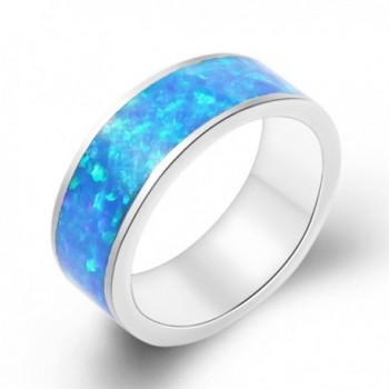 Birthstone Ring Silver Fire Rainbow Opal Size 7 - Blue - CA17YLA57H9