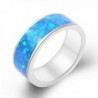 Birthstone Ring Silver Fire Rainbow Opal Size 7 - Blue - CA17YLA57H9