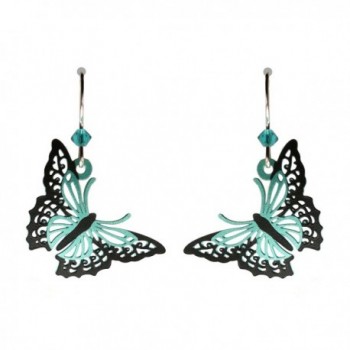 Sienna Sky Aqua and Black Filigree Butterfly Earrings 1836 - CA11X1J55L3