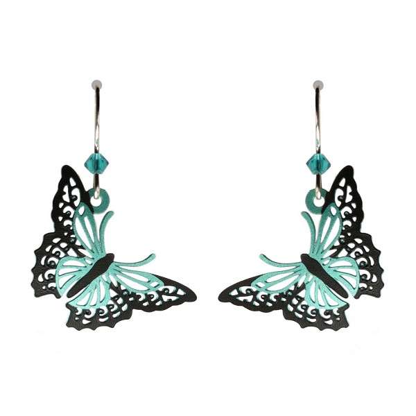 Sienna Sky Aqua and Black Filigree Butterfly Earrings 1836 - CA11X1J55L3