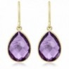 Faceted Amethyst 16x12mm Plated Earrings