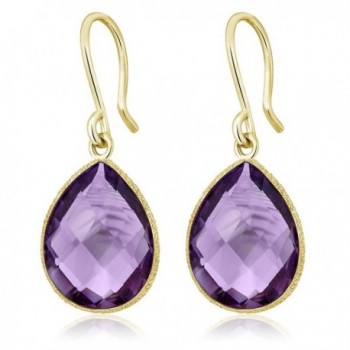 Faceted Amethyst 16x12mm Plated Earrings in Women's Drop & Dangle Earrings