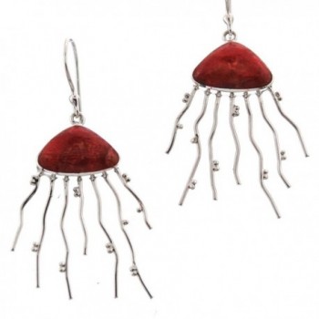Jellyfish Red Sponge Coral 925 Sterling Silver Earrings- 1 3/8" - CN12O11AD9L