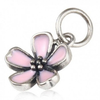 Choruslove Pink Cherry Flower Pendant with Enamel for European Bracelet - C3128UA4GDT