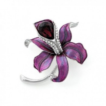 Glamorousky Purple Flower Brooch with Silver Austrian Element Crystal and Purple CZ (4944) - CG118SOD92D