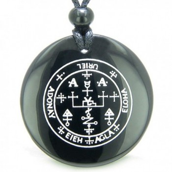 Sigil of the Archangel Uriel Amulet Black Agate Magic Pendant Necklace - CR11B0L7P35