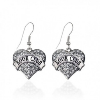 Book Club Pave Heart Earrings French Hook Clear Crystal Rhinestones - CL1240K3DND