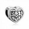 ReisJewelry Mom Charm Heart Love Mothers Day Charms Bead For Bracelets - Silver Plated - CQ18629YA2H