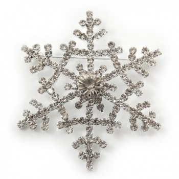 Clear Swarovski Crystal 'Christmas Snowflake' Brooch In Silver Plating - 5.5cm Diameter - CL11BN4B2HJ