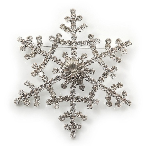 Clear Swarovski Crystal 'Christmas Snowflake' Brooch In Silver Plating - 5.5cm Diameter - CL11BN4B2HJ
