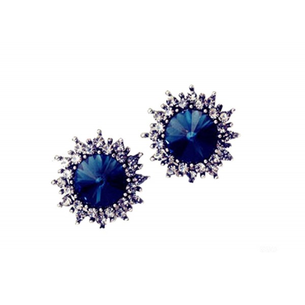 MMJULY Women's Fashion Rhinestone Plated Stud Earrings Jewelry - Blue - C317YCZMMQZ