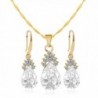Jewelry Sets for Women Girls Gold Plated Chain Crystal Women Necklace Earring Set Bridal Sets - White - CJ186DHW9H2