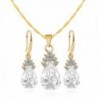 Jewelry Sets for Women Girls Gold Plated Chain Crystal Women Necklace Earring Set Bridal Sets - White - CJ186DHW9H2