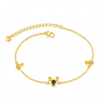 Fate Love Yellow Gold Plated Lovely Mickey Anklet Bracelet Jewelry Gift for Women and Girls - CD185RN55QH