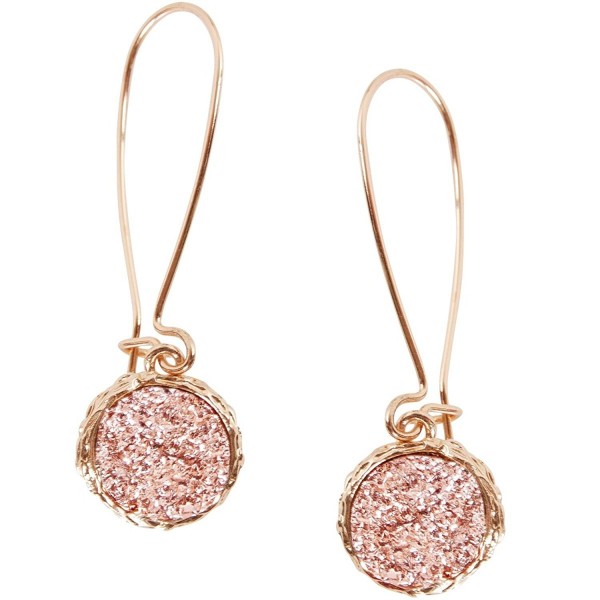 Humble Chic Simulated Druzy Threaders - Upside-Down Long Hoop Dangle Drop Earrings - Rose Gold-Tone - CD1845736T4