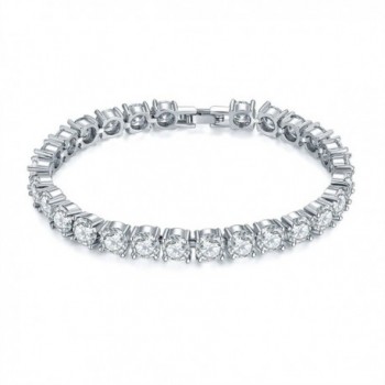 CARSINEL Round Cut Cubic Zirconia Tennis Bracelet for Woman and Girls Jewelry - White - C8182EE7995