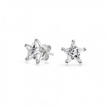 Bling Jewelry Shining Star CZ Stud earrings 925 Sterling Silver 6mm - CD11F0F84ZZ