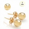 3MM High Polish 14K Yellow Gold Classy Ball Earrings with (Friction Post/Tension Back) - Crazy2Shop - C5117I0BU6Z