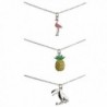 Lux Accessories Silvertone Tropical Animal Fruit Necklace Set (3pc) - CE12NH6FHRO