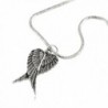 925 Oxidized Sterling Silver Feather Angel Heart Wings Pendant on Alloy Necklace Chain- 18 Inches - CO119K1C7I5