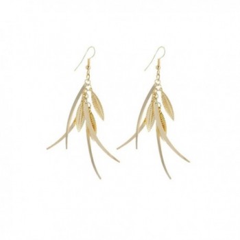 IDB Delicate Filigree Dangle Triple Feather Drop Hook Earrings - available in silver and gold tones - Gold tone - CD187WKR6OM